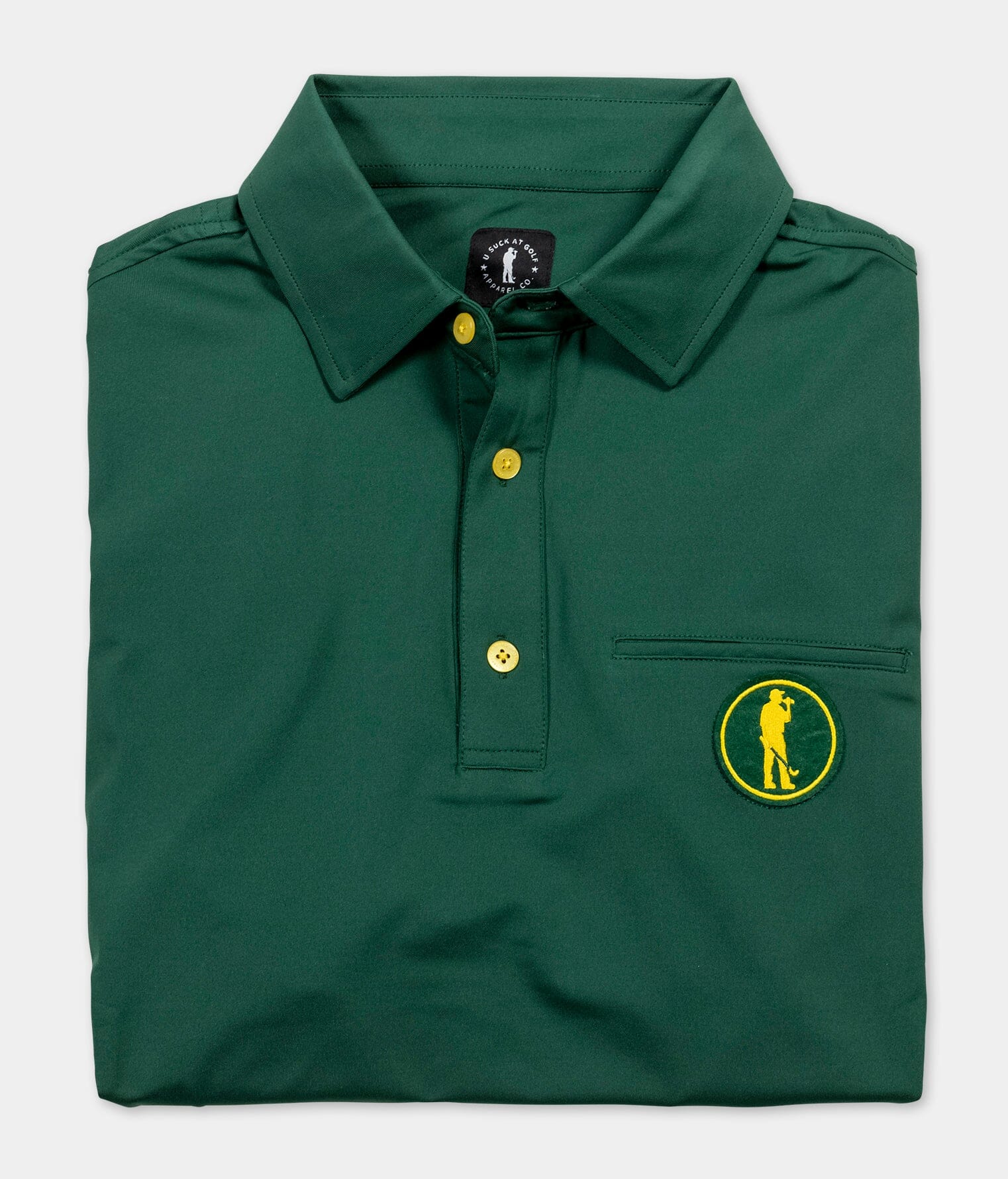 U Suck at Golf Men s High Performance Dry Fit Short Sleeve Golf Polo Shirt Green Jacket XX Large